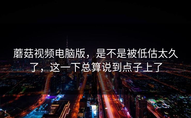 蘑菇视频电脑版，是不是被低估太久了，这一下总算说到点子上了