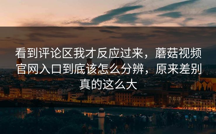 看到评论区我才反应过来，蘑菇视频官网入口到底该怎么分辨，原来差别真的这么大