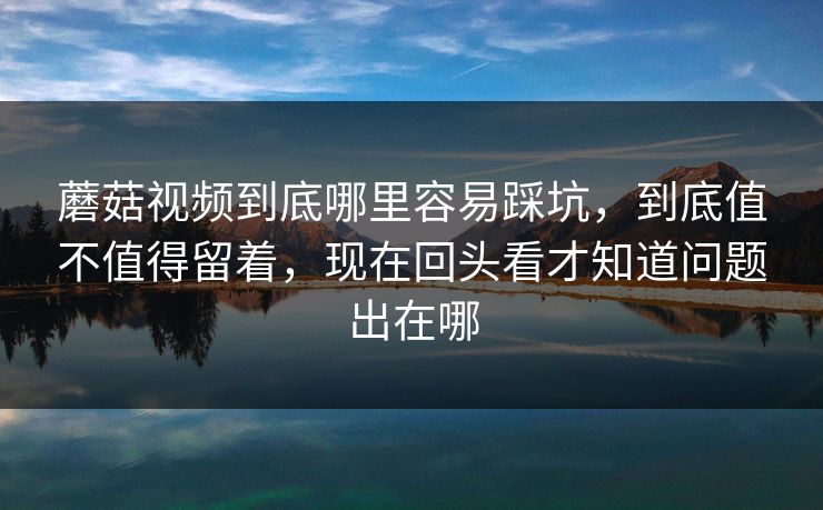 蘑菇视频到底哪里容易踩坑，到底值不值得留着，现在回头看才知道问题出在哪