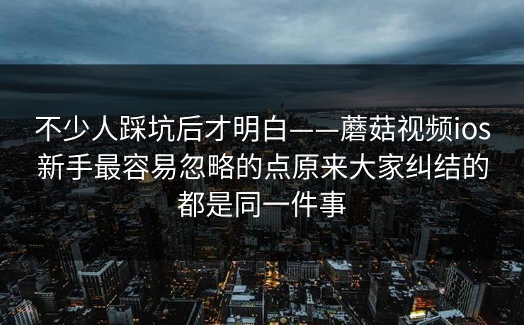 不少人踩坑后才明白——蘑菇视频ios新手最容易忽略的点原来大家纠结的都是同一件事