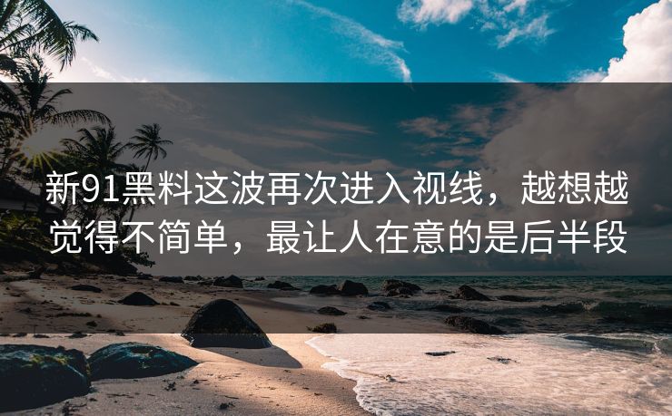 新91黑料这波再次进入视线，越想越觉得不简单，最让人在意的是后半段