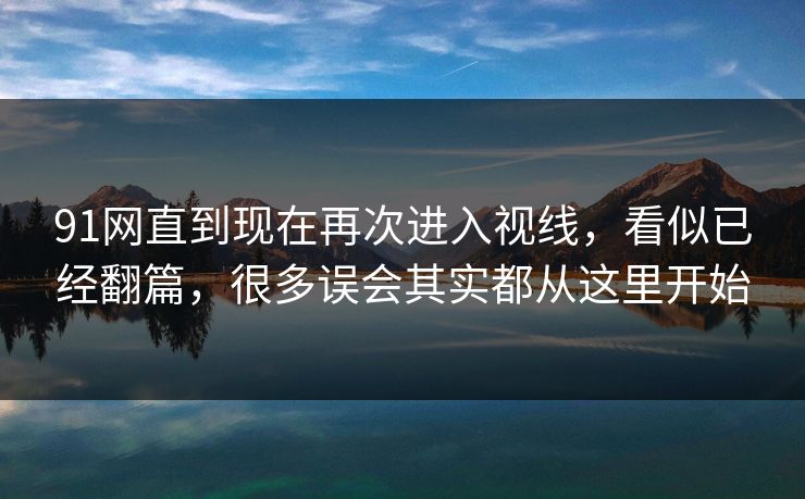 91网直到现在再次进入视线，看似已经翻篇，很多误会其实都从这里开始